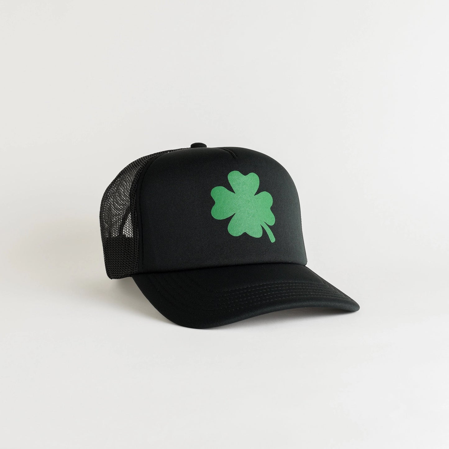 Four Leaf Clover Black Trucker Hat | Final Sale
