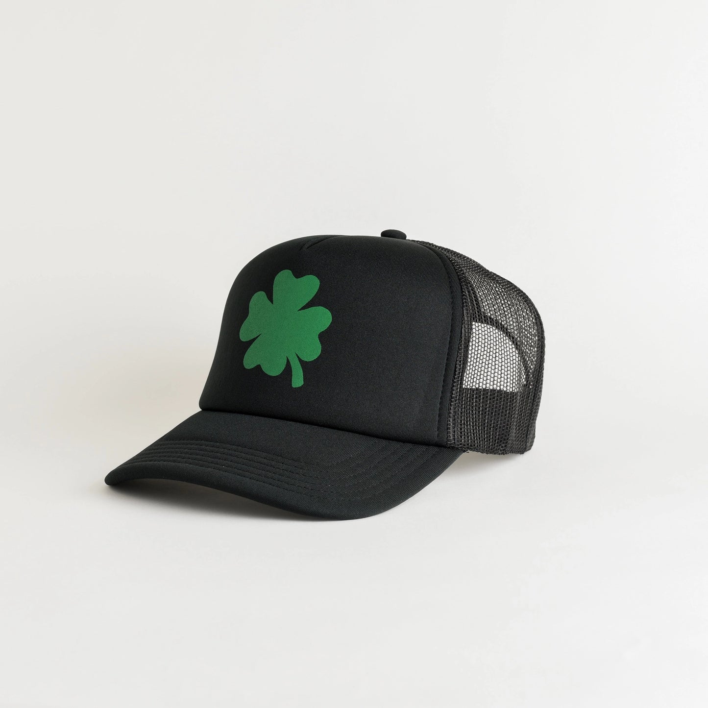 Four Leaf Clover Black Trucker Hat | Final Sale