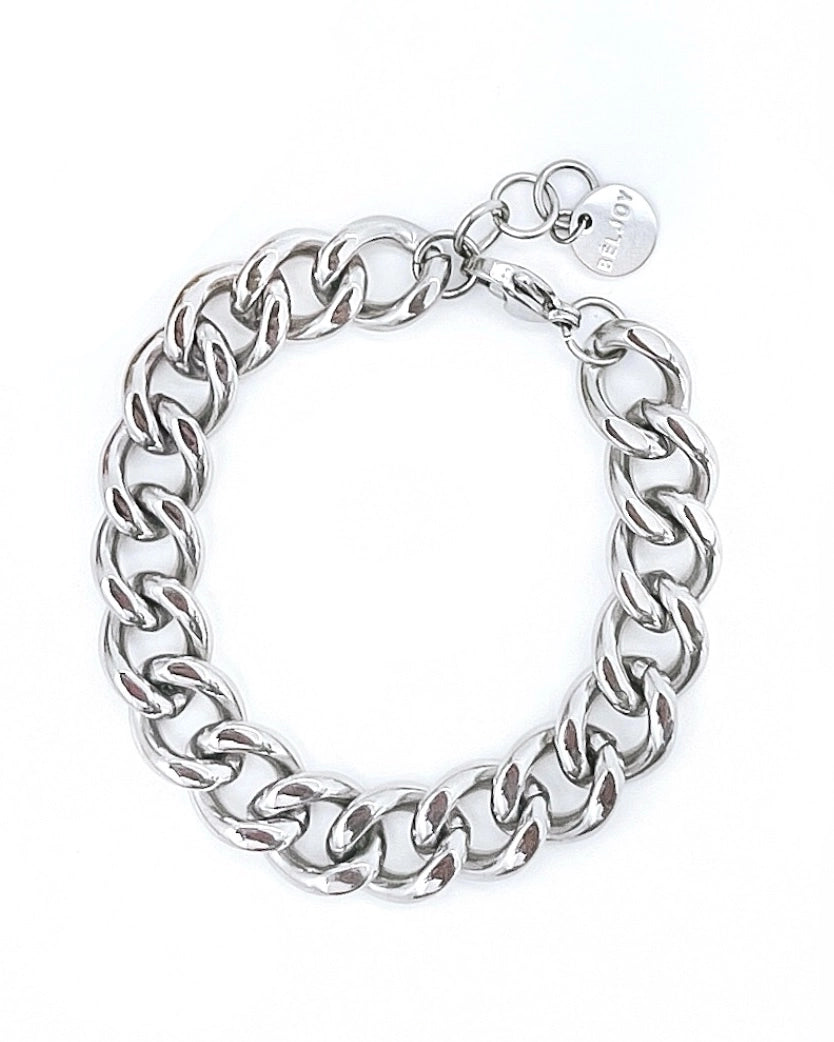 Health Cuban Silver Chain Bracelet