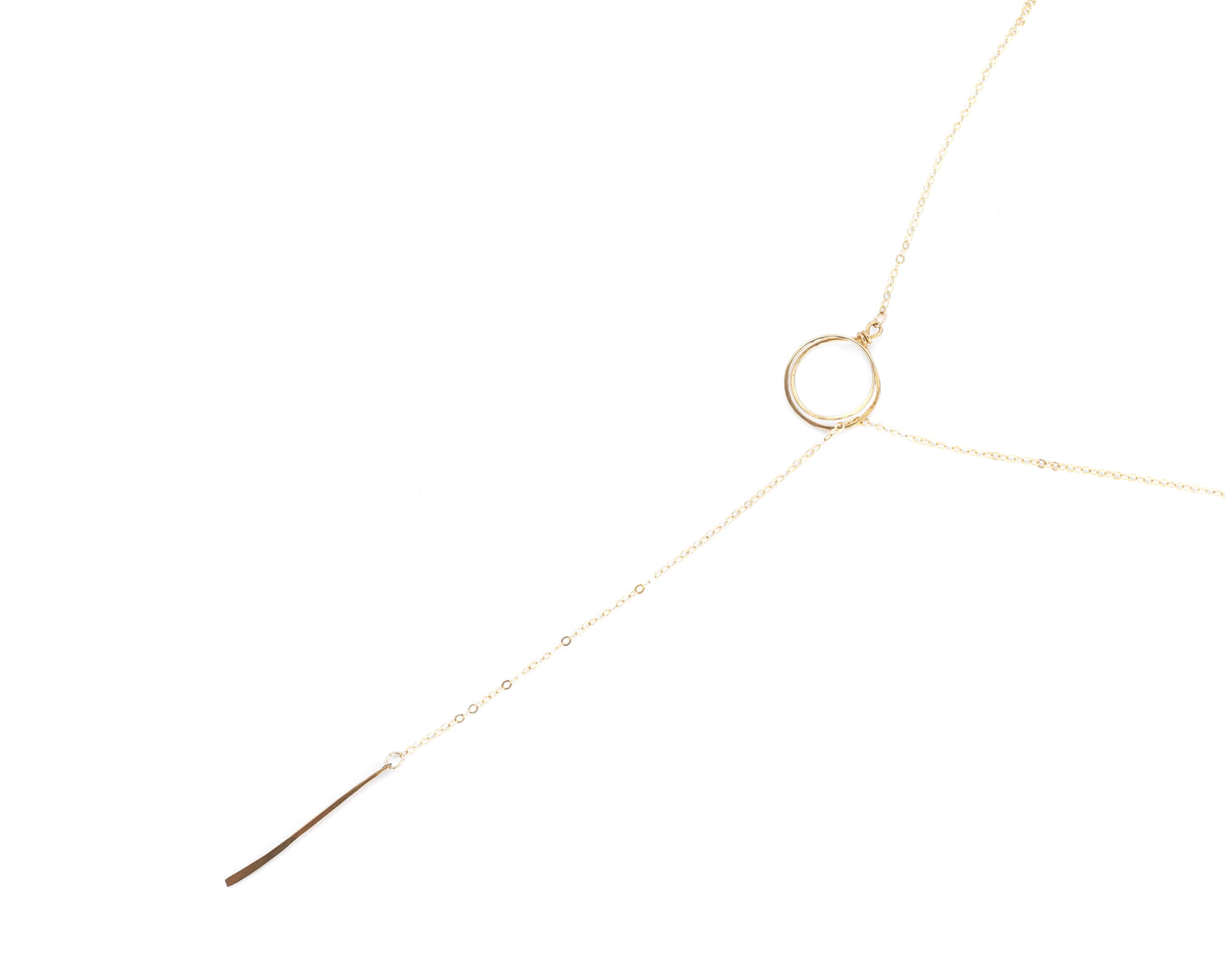 Gold Circle and Line Lariat