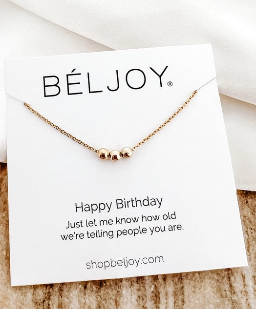 Happy Birthday Gift Necklace - 3 Bead