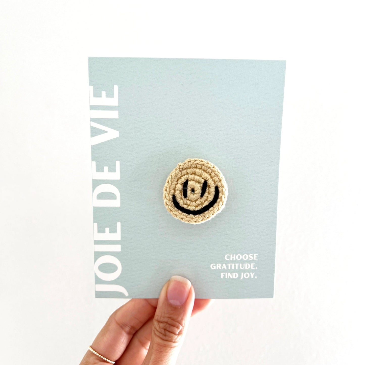 Happy Face Pin - Cream