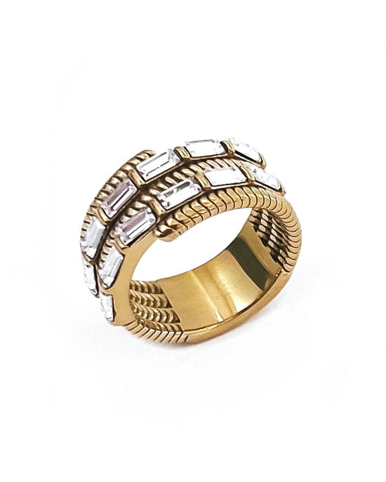 Rumi Crystal Gold Ring - Size 7 & 8