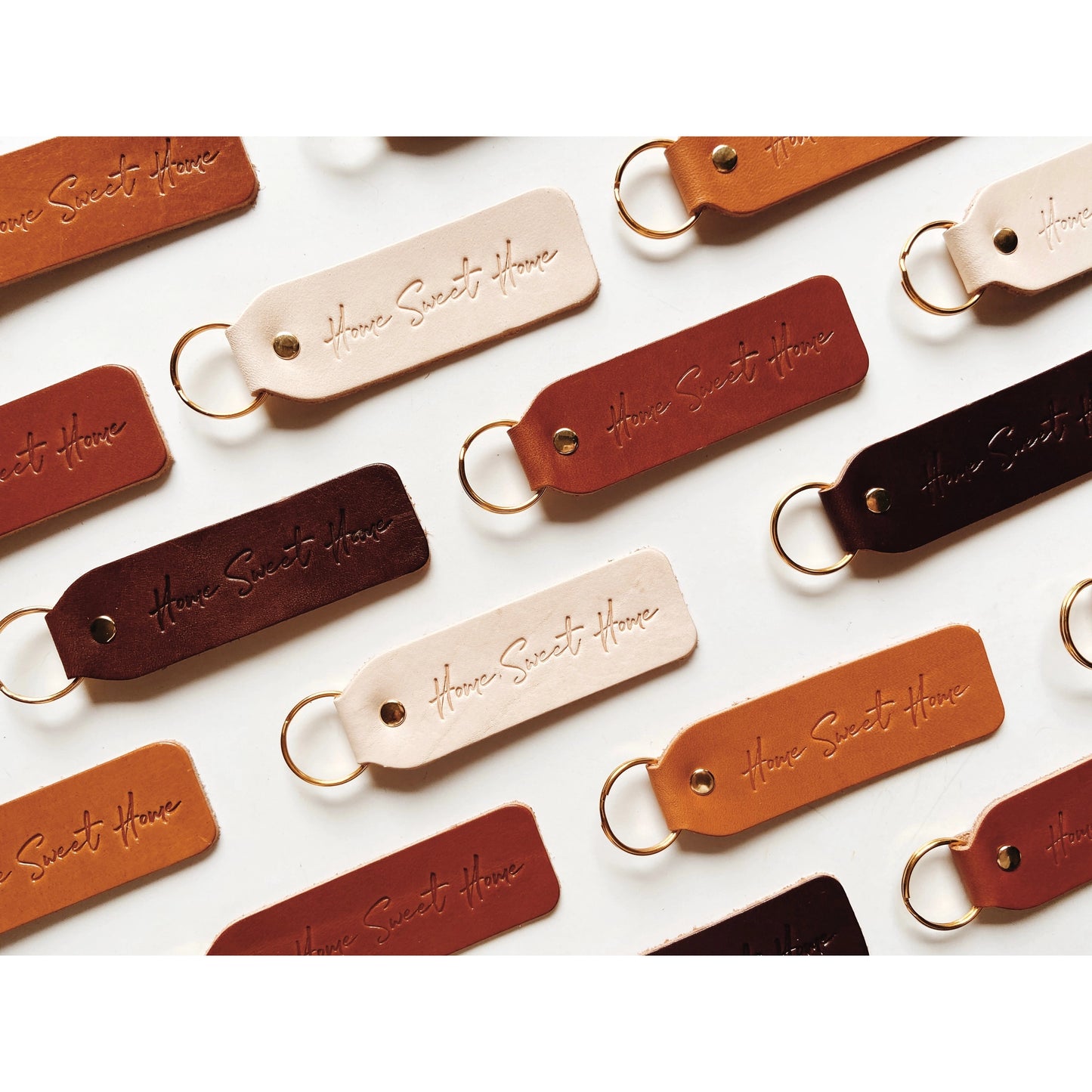 Home Sweet Home Leather Keychain - Multiple Variations Available