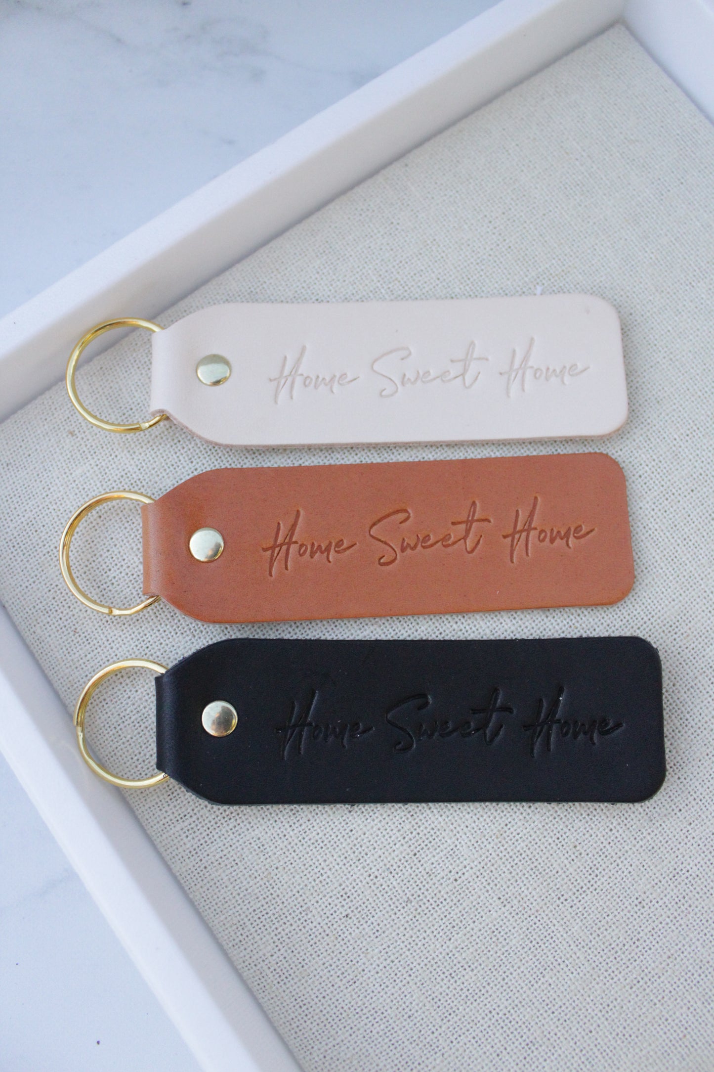 Home Sweet Home Leather Keychain - Multiple Variations Available