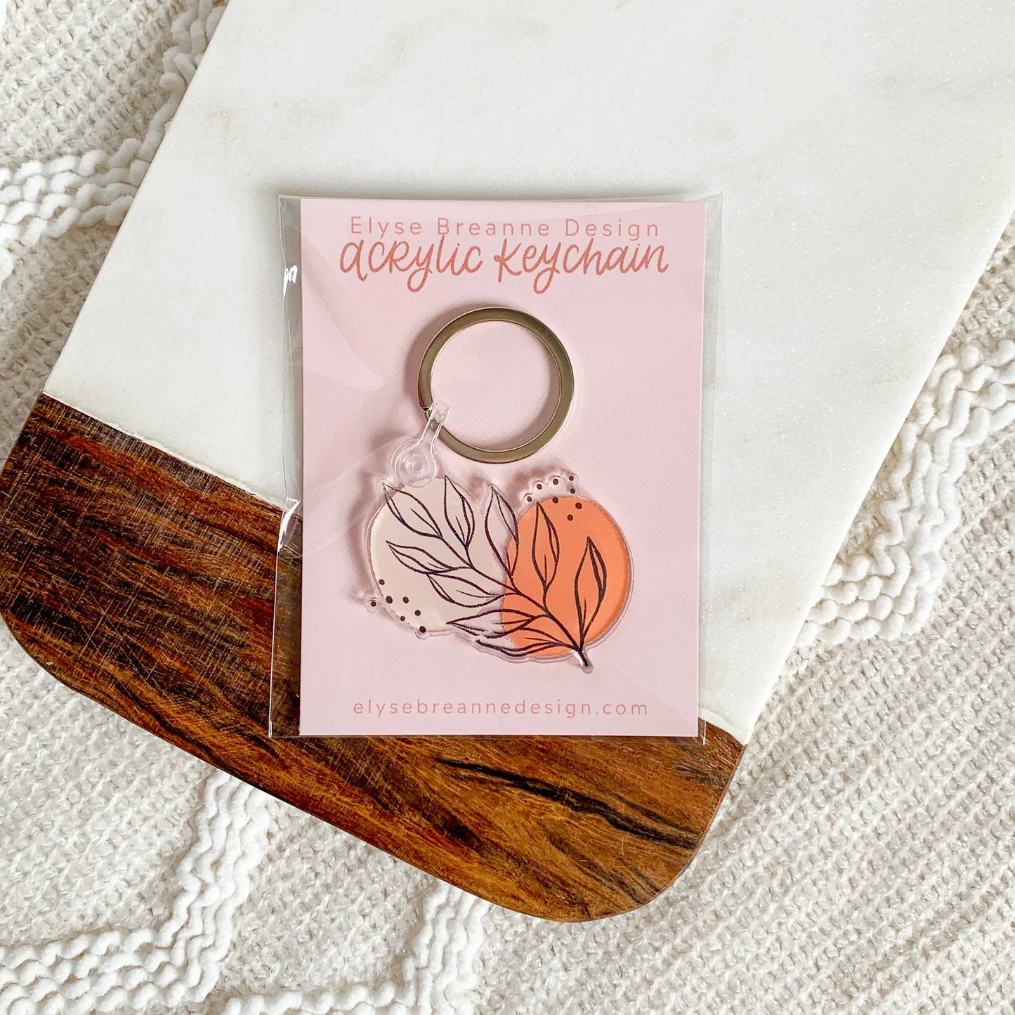 Pink Leaves Keychain