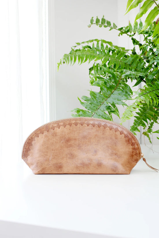 Stamped Leather Toiletry Bag - Large