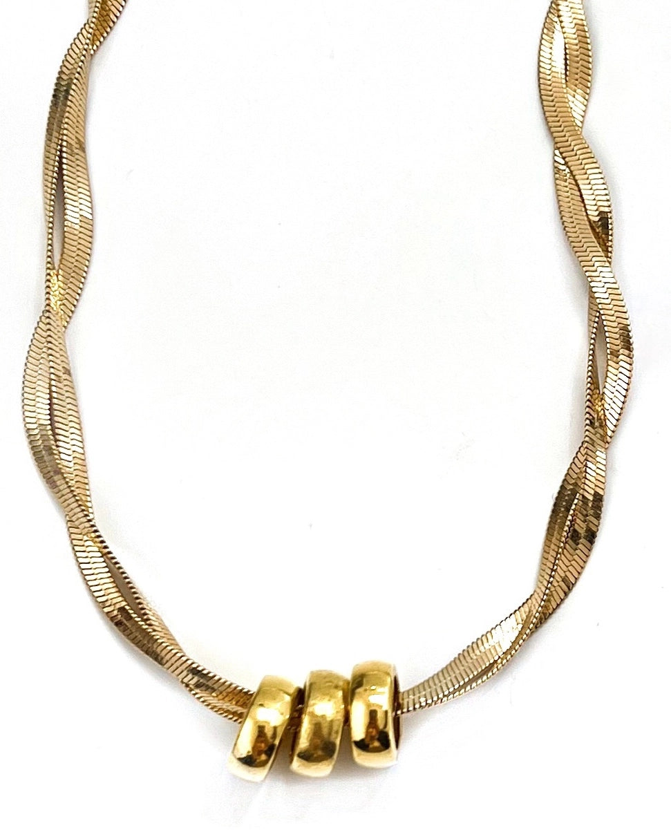 Load image into Gallery viewer, Lennon Gold Twisted Herringbone Necklace
