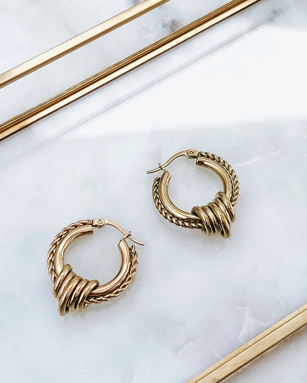 Edge Textured Gold Hoops