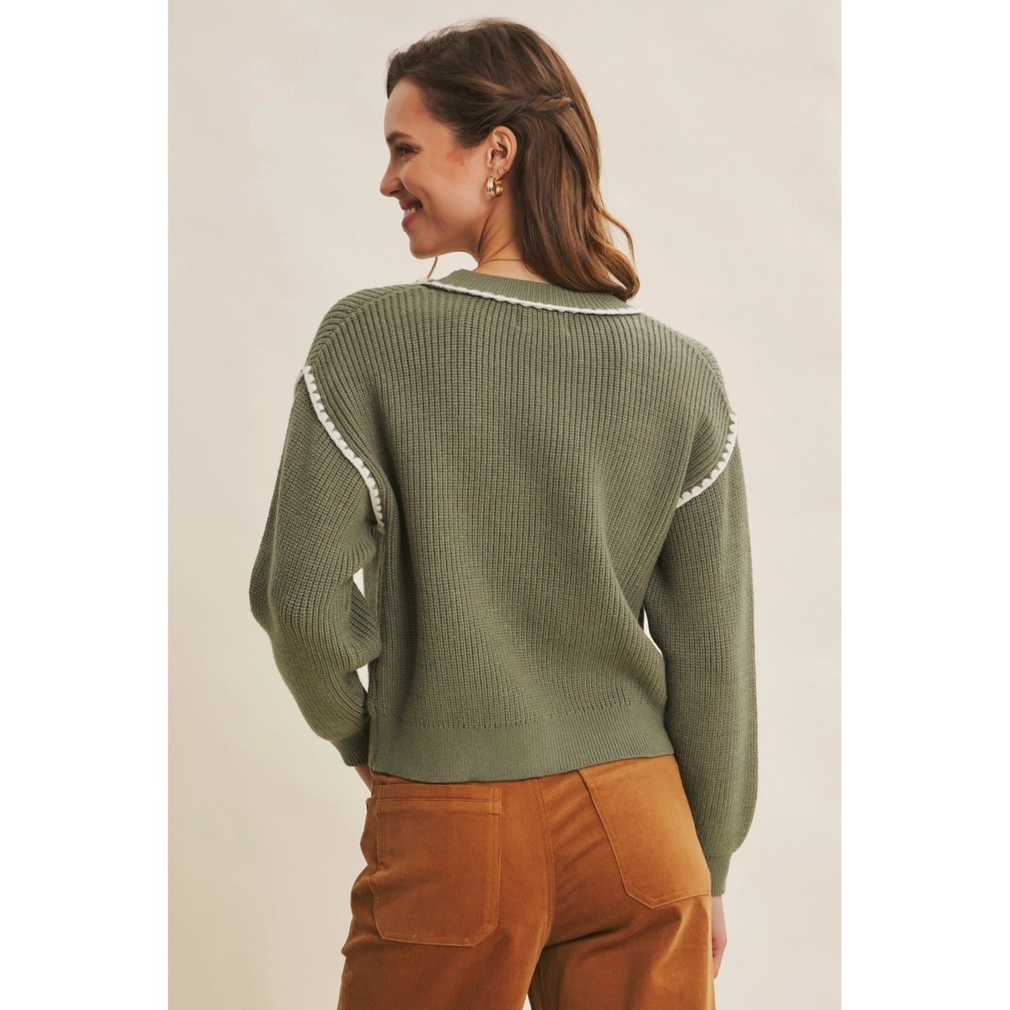 Instant Favorite Contrast Stitch Cardigan