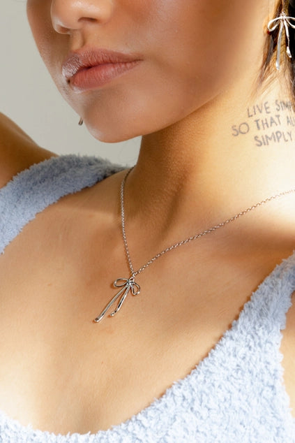 Bad to the Bow Necklace - Silver