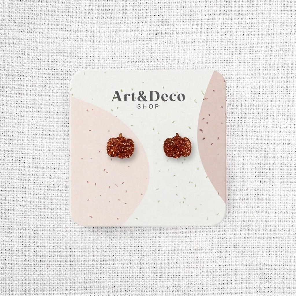 Glitter Pumpkins Stud Earrings