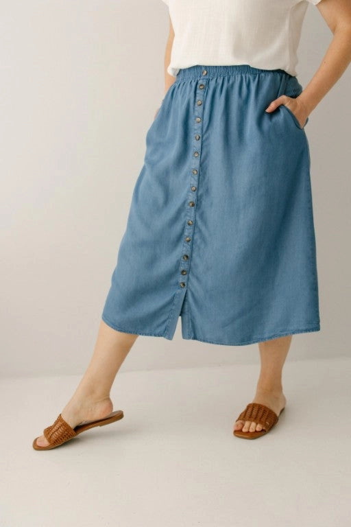 Chambray Midi Skirt