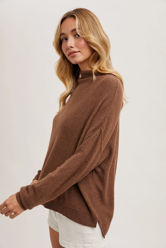 Oversized Slouch Neck Sweater - Mocha