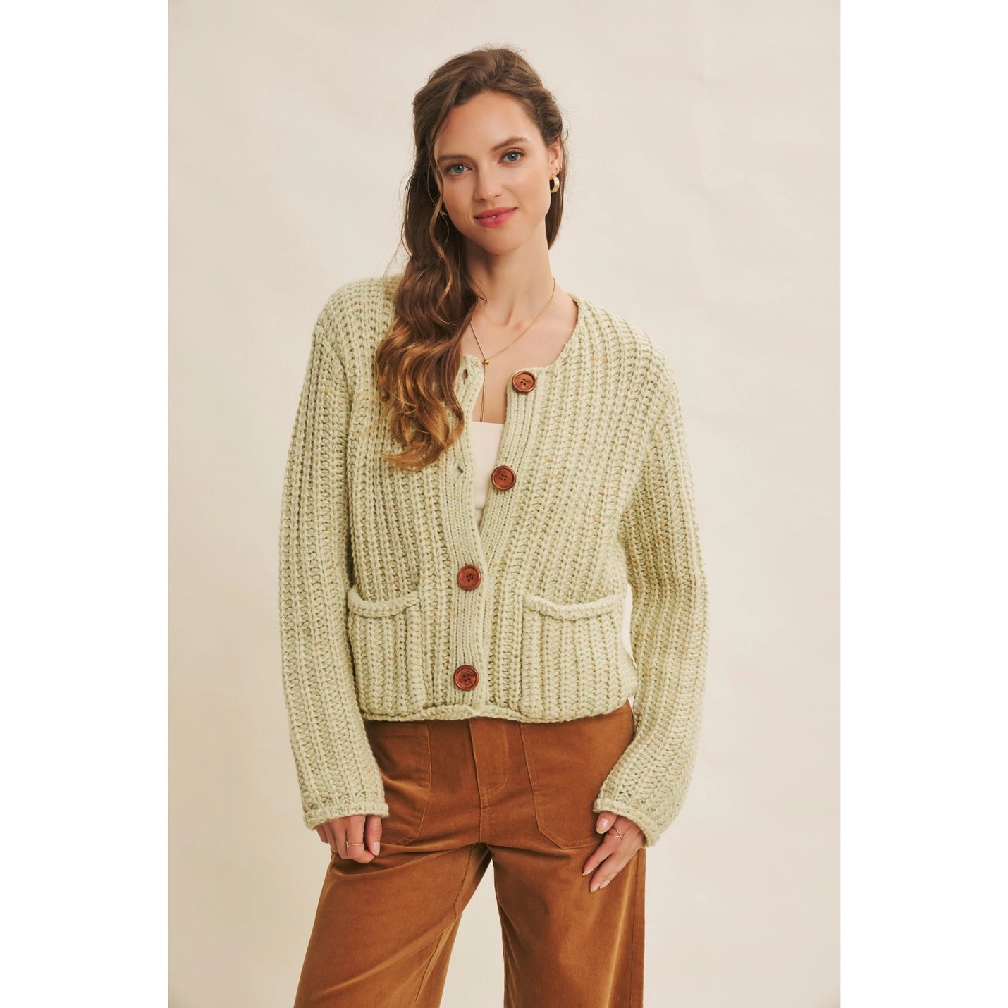 Chunky Sweater Cardigan with Buttons