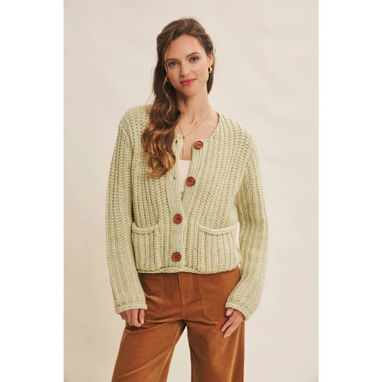 Chunky Sweater Cardigan with Buttons