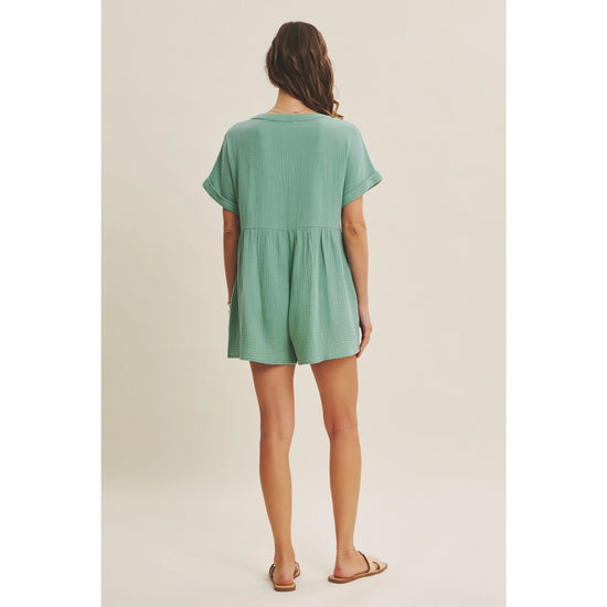 Cotton Gauze Oversized Romper | Spearmint