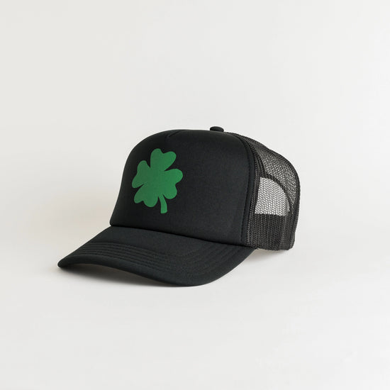 Four Leaf Clover Black Trucker Hat