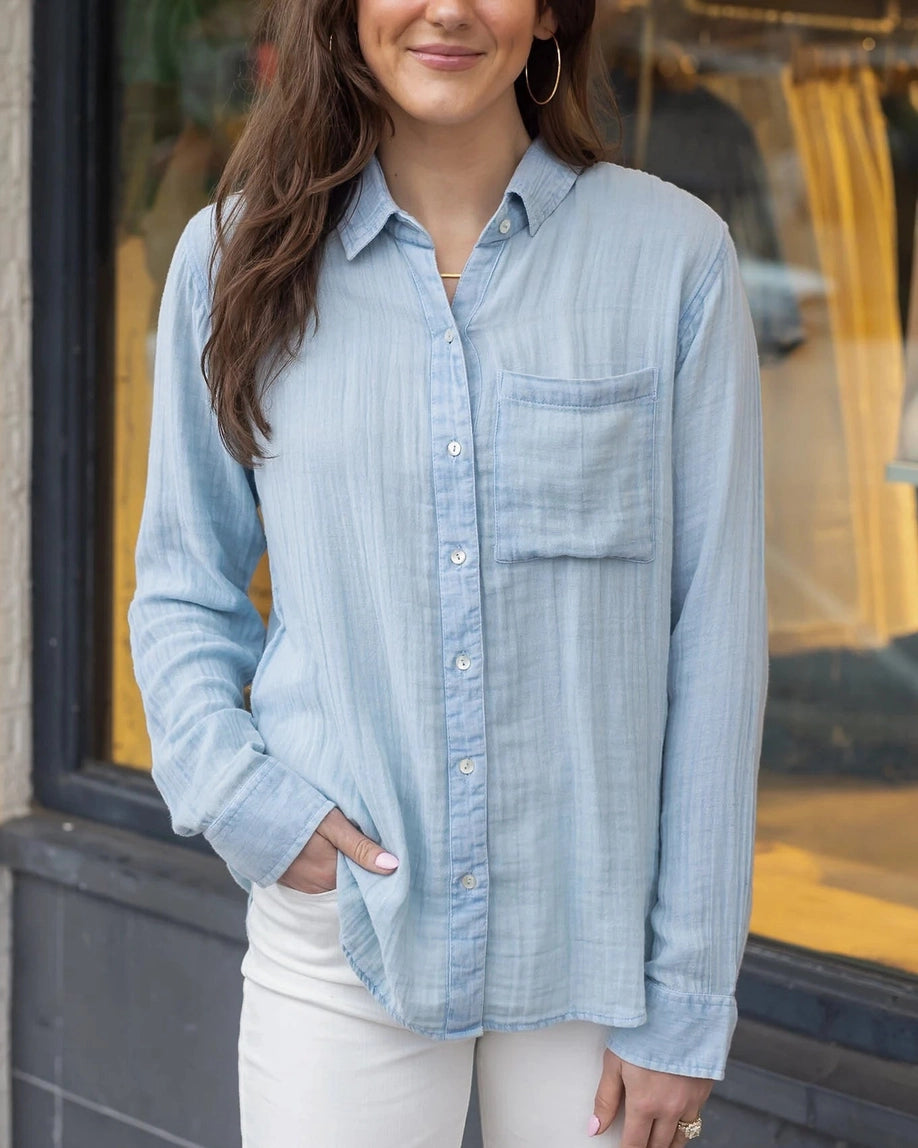 Chambray Gauze Shirt | Light-Wash
