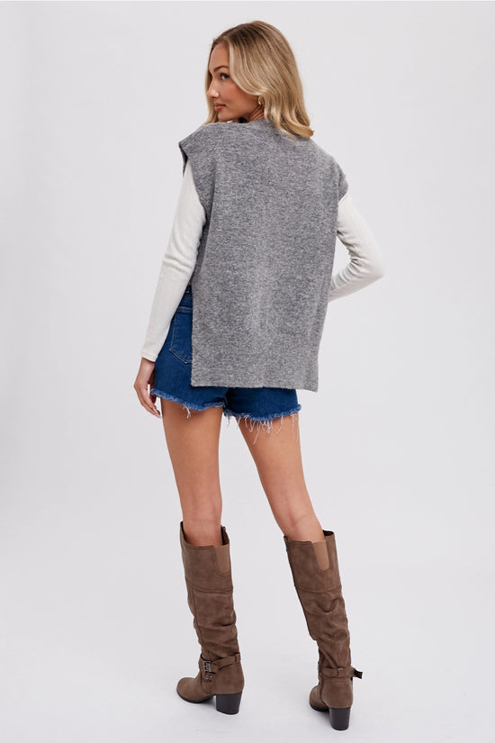 Oversized Knit Vest | Grey
