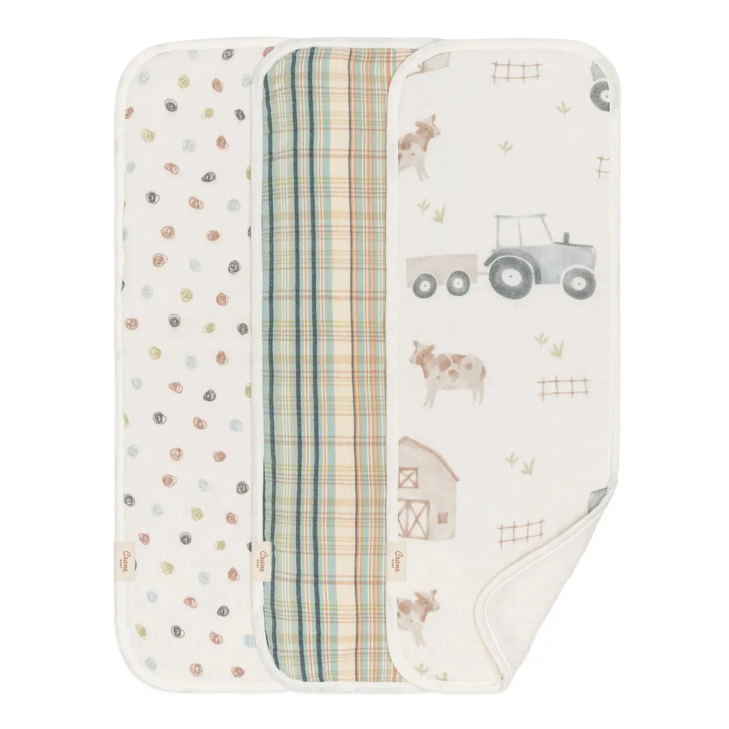 Charlie 3-pc. Farmhouse Tractor Burp Cloth Set