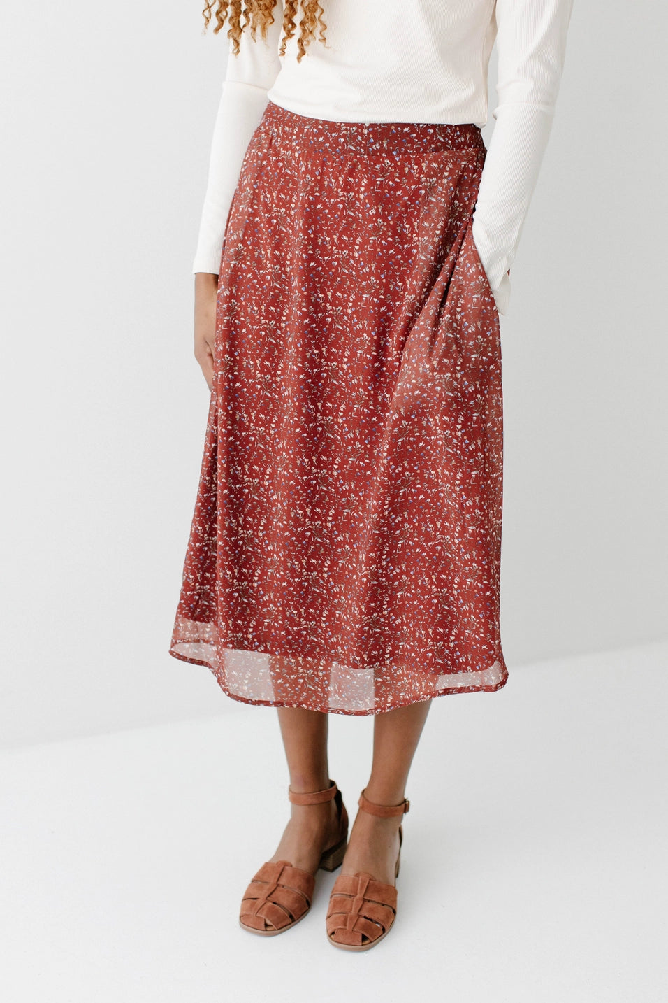 Chiffon Floral Midi Skirt
