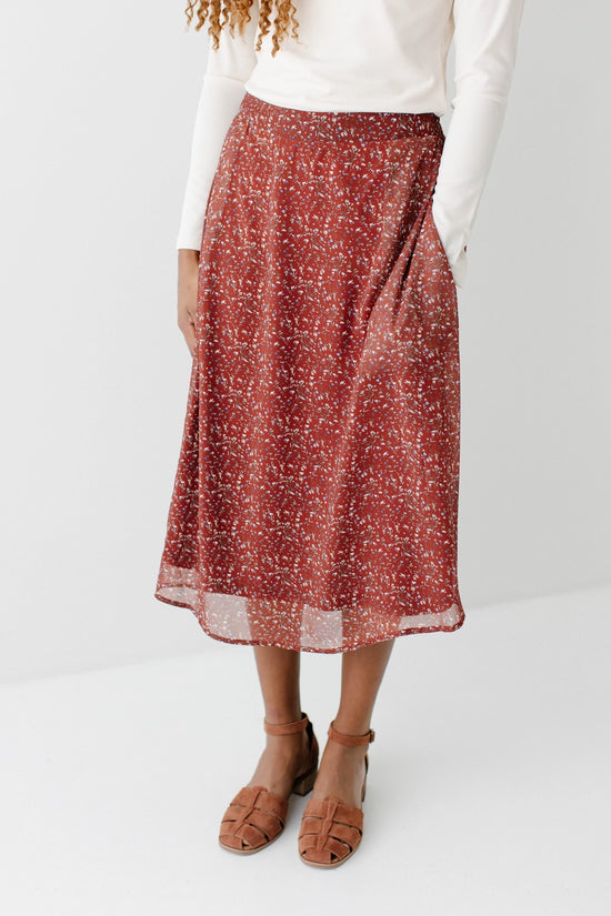Chiffon Floral Midi Skirt