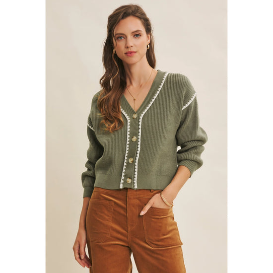 Instant Favorite Contrast Stitch Cardigan