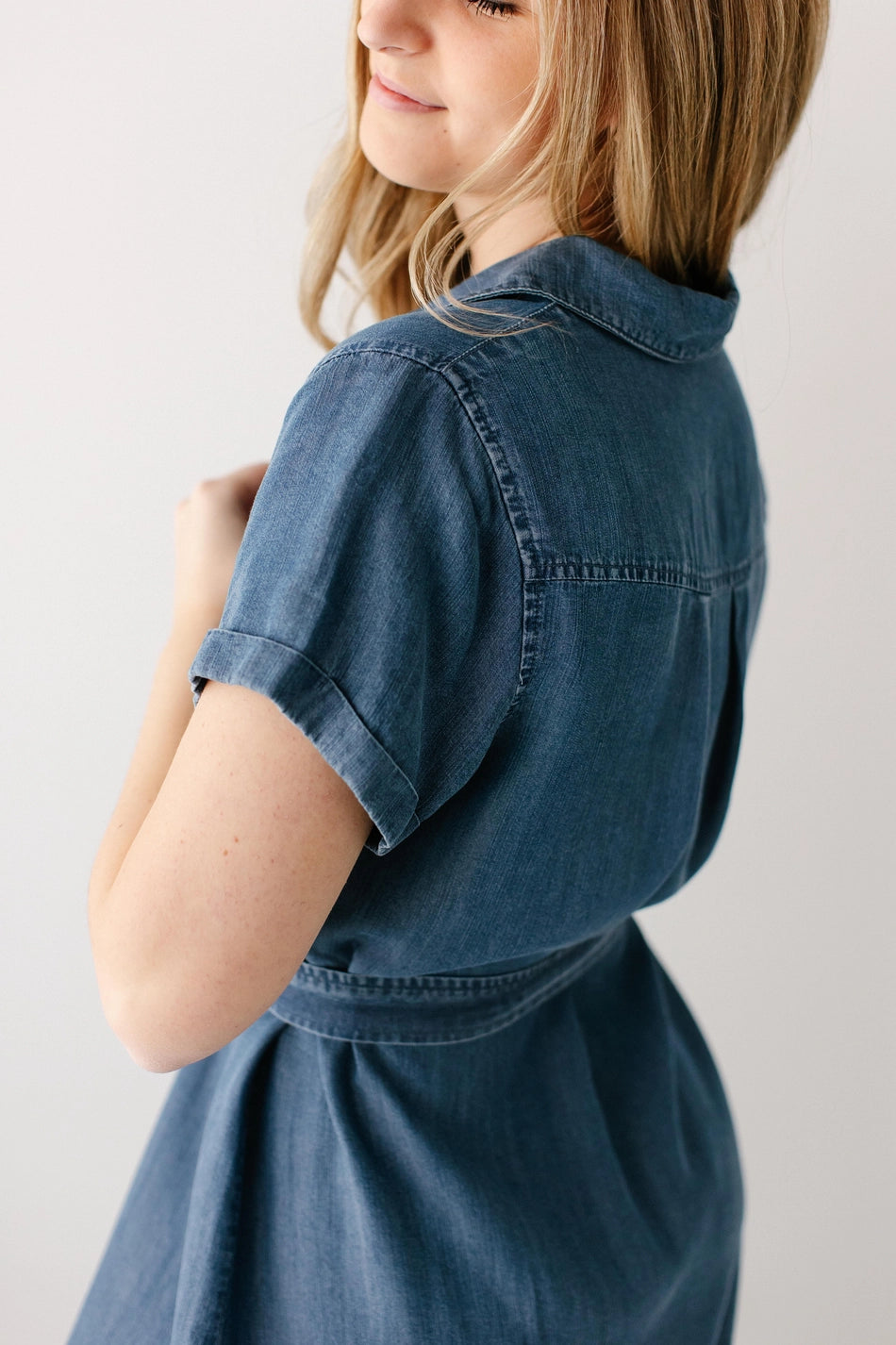 Chambray Button Down Midi Dress