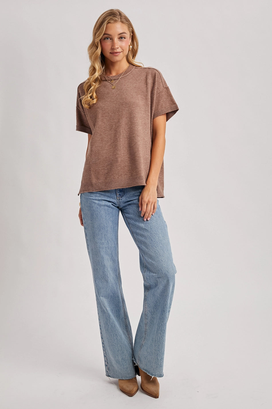 Crewneck Knit T-Shirt | Mocha