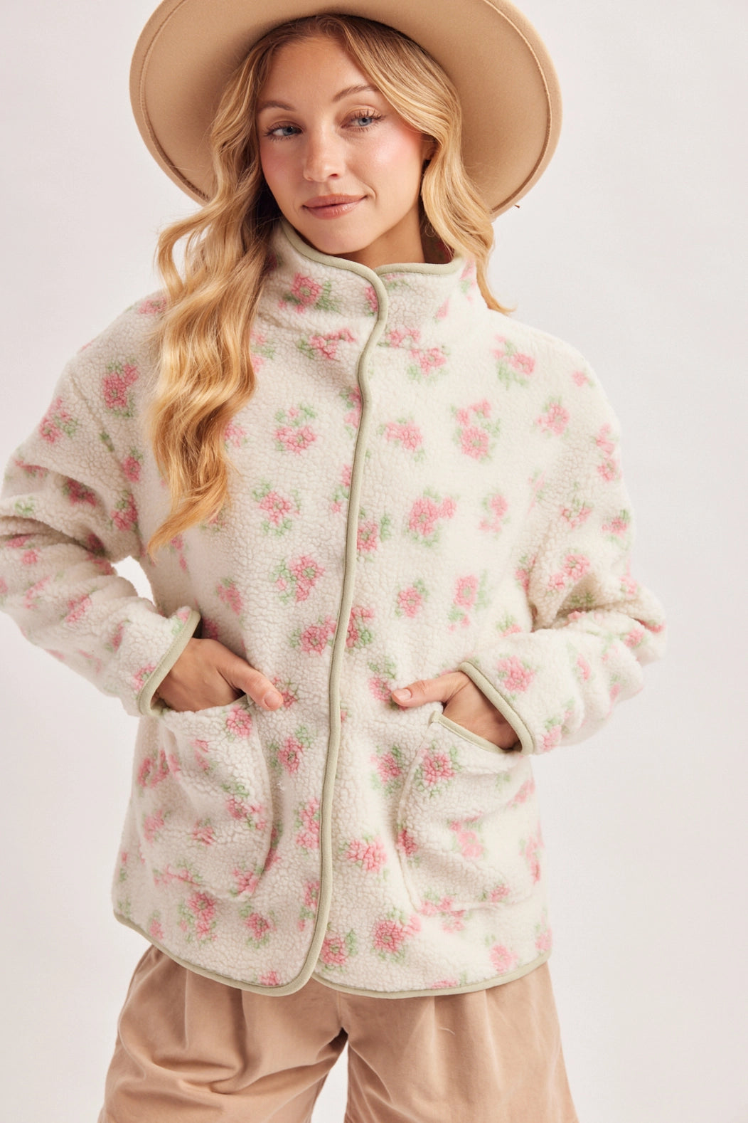 Floral Sherpa Fleece Jacket