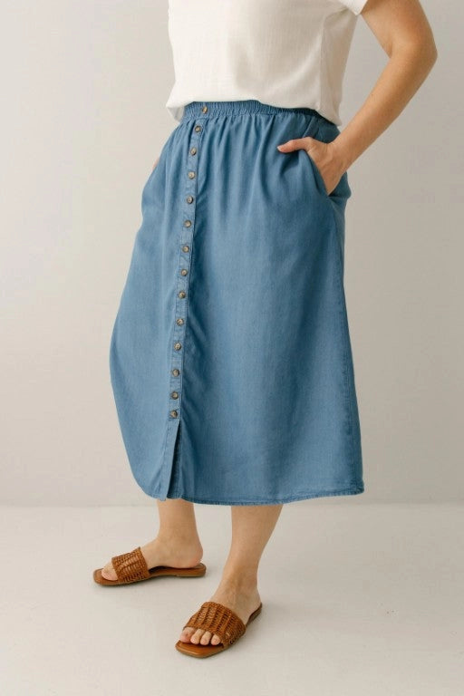Chambray Midi Skirt