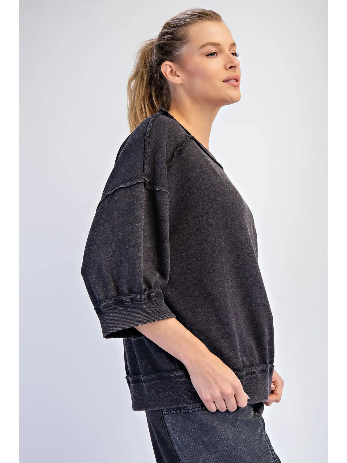 Mineral Washed Terry Short Sleeve Top