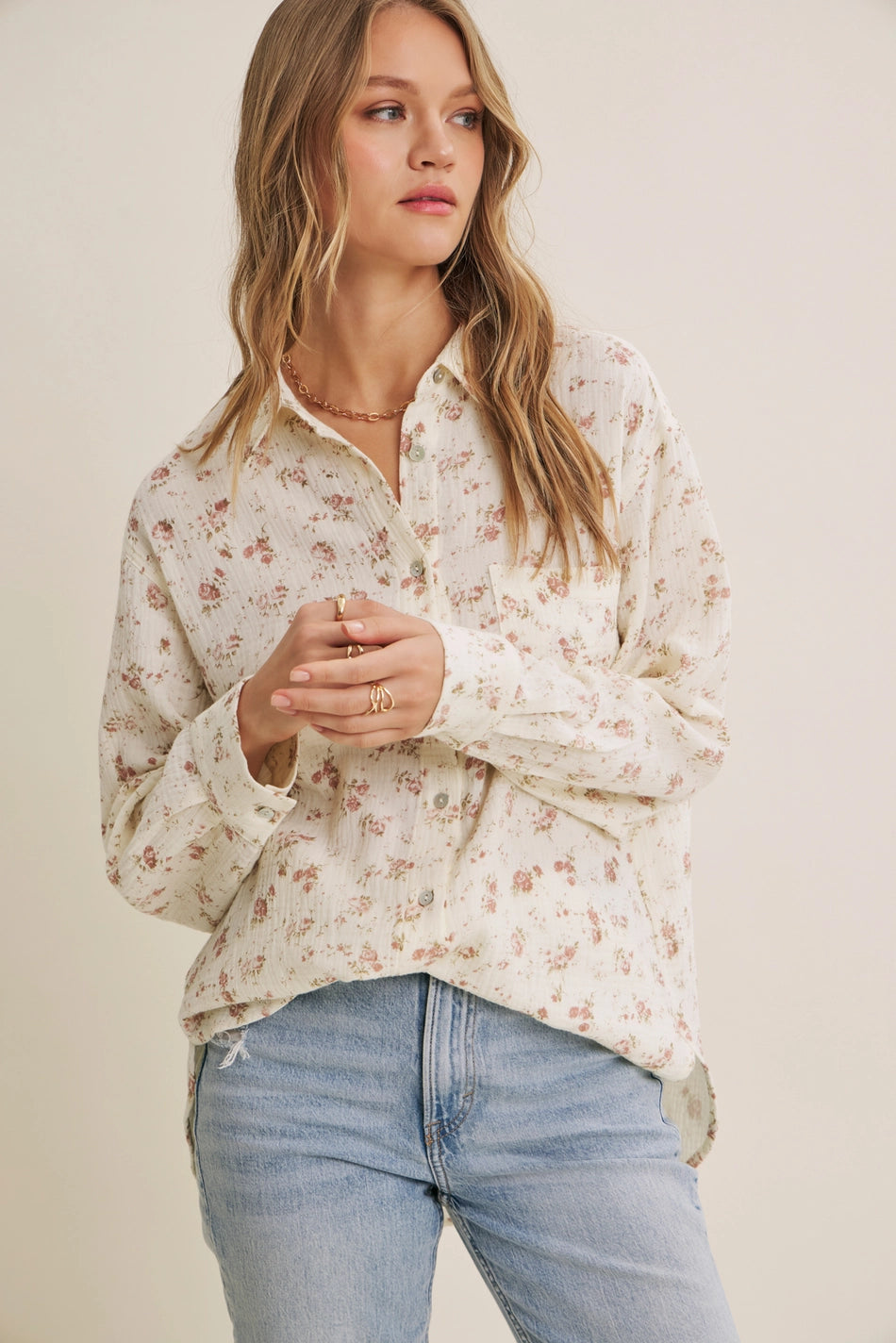 Floral Cotton Gauze Shirt | Multiple Colors
