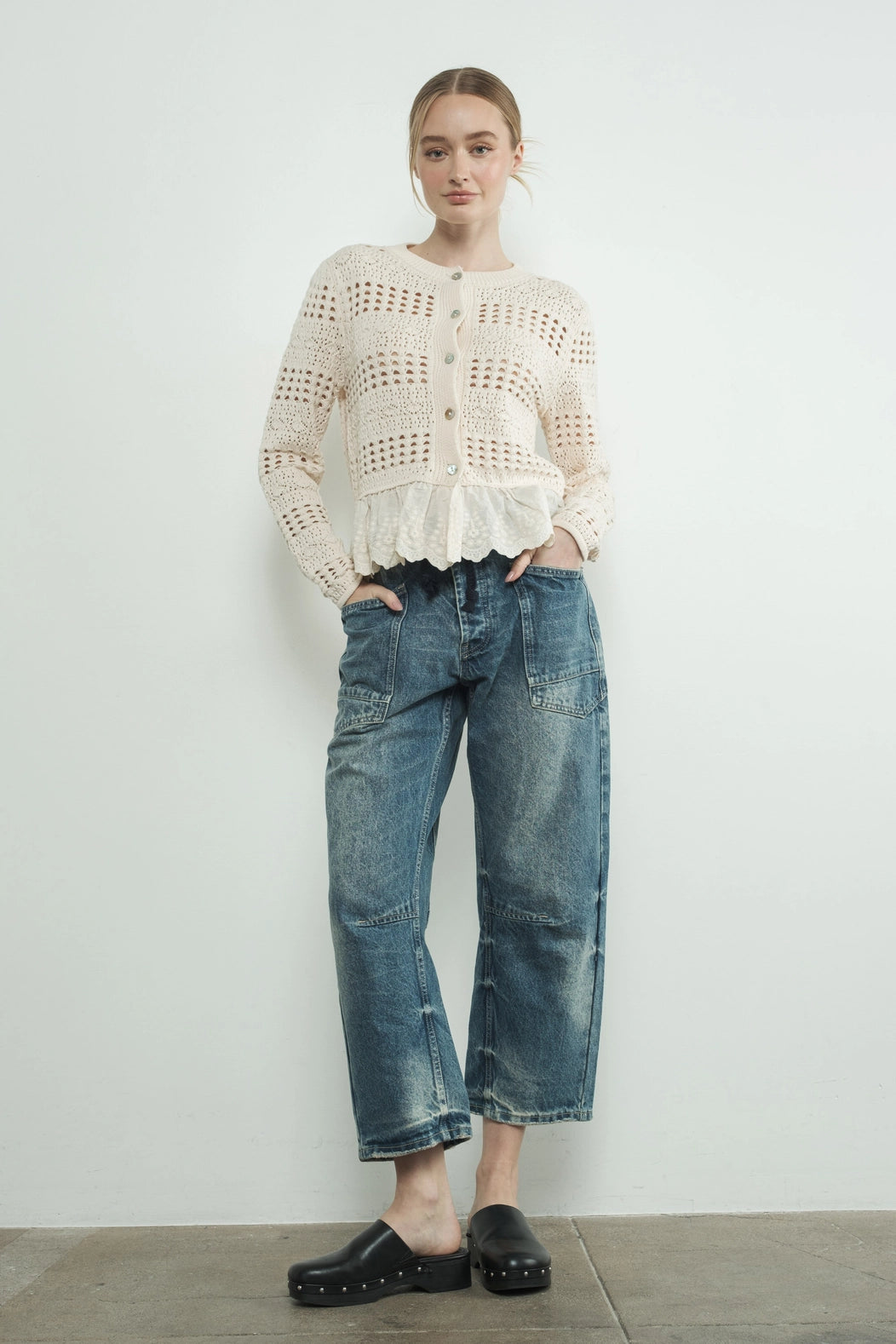 Barrel Denim Drawstring Pants | Medium Wash