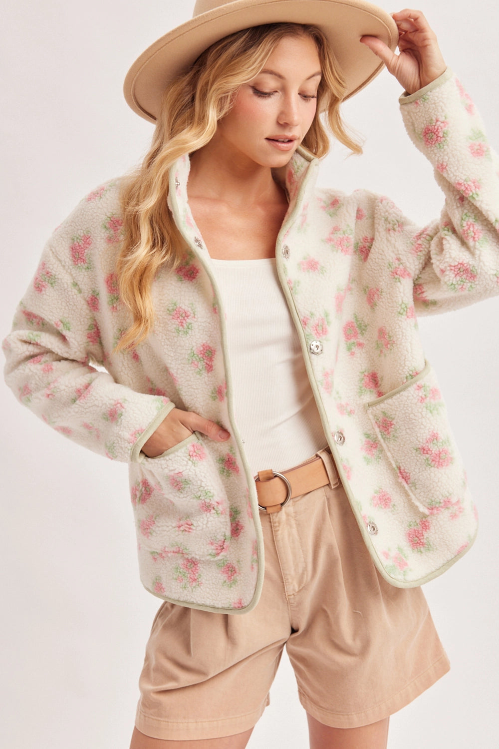 Floral Sherpa Fleece Jacket