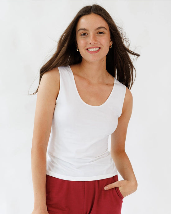 Reversible Neckline Basic Layering Tank Top - Multiple Colors