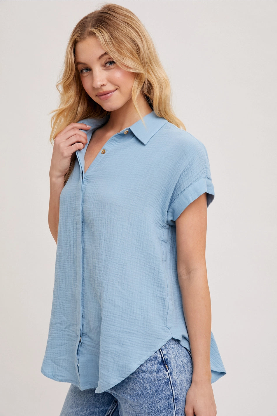 Essential Button Up Cotton Shirt | Chambray