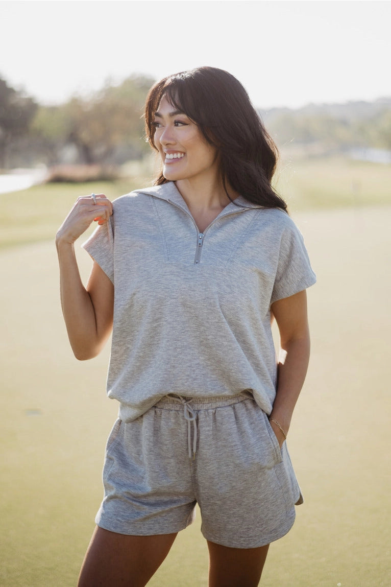 Gray Scuba Quarter Zip Top