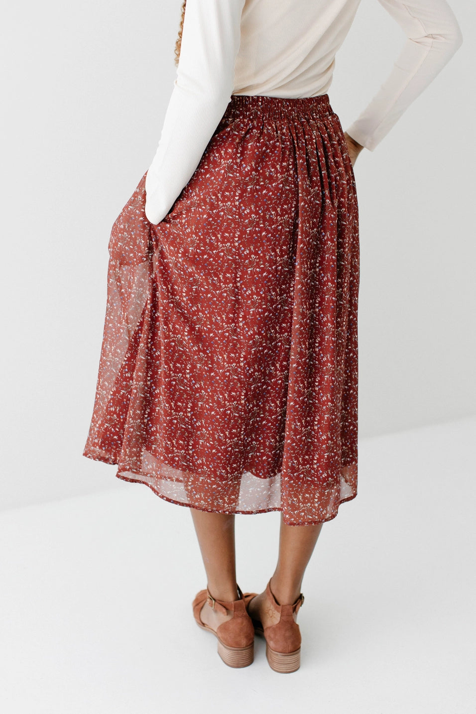 Chiffon Floral Midi Skirt