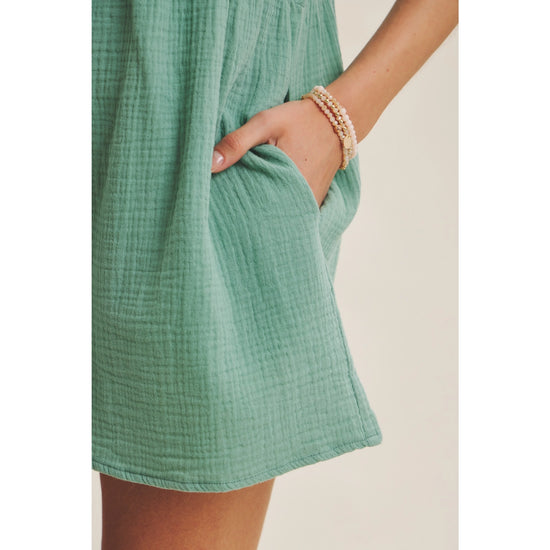 Cotton Gauze Oversized Romper | Spearmint