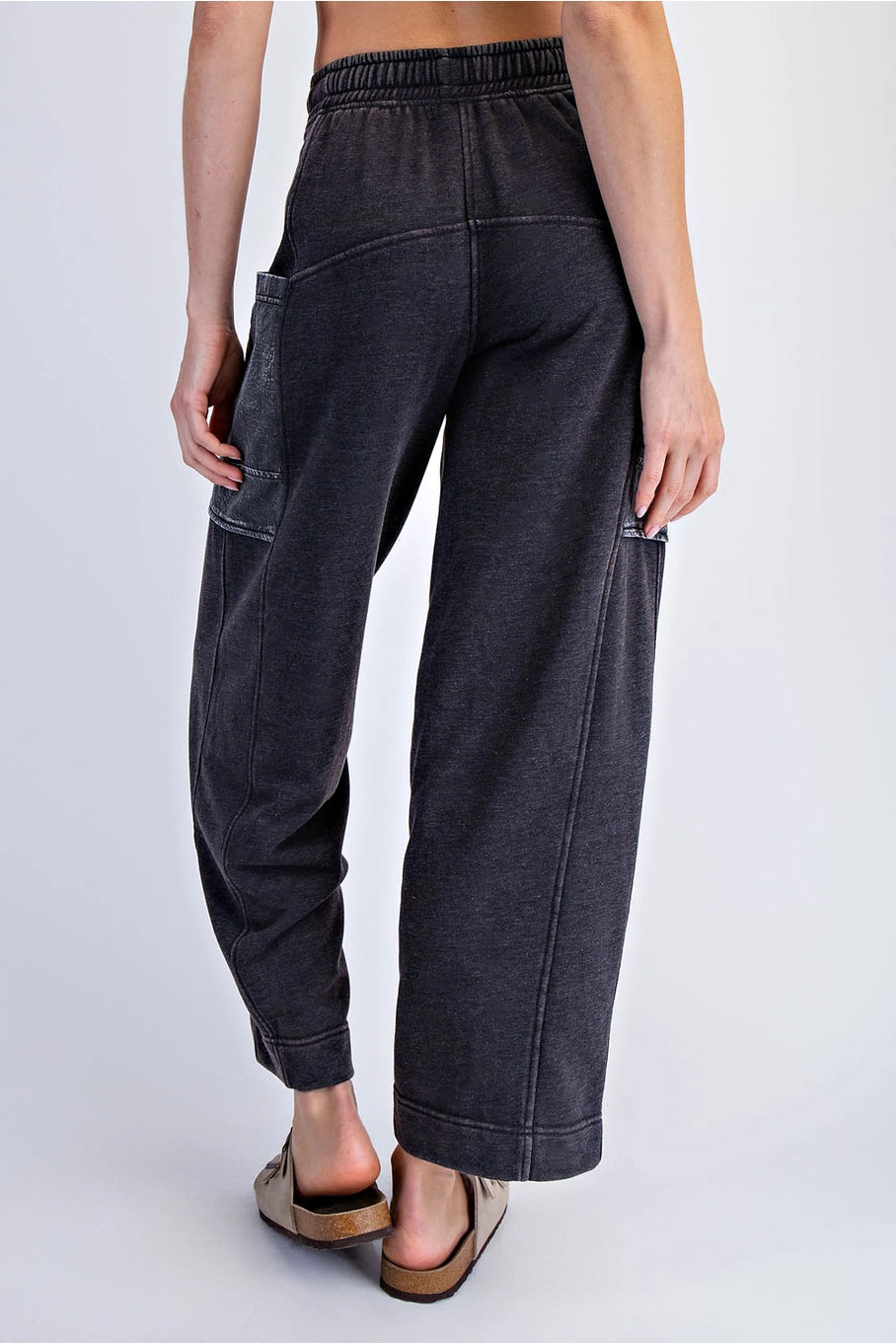 Mineral Washed French Terry Cropped Cargo Pant