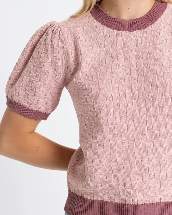 Textured Short Sleeve Sweater | Pale Mauve