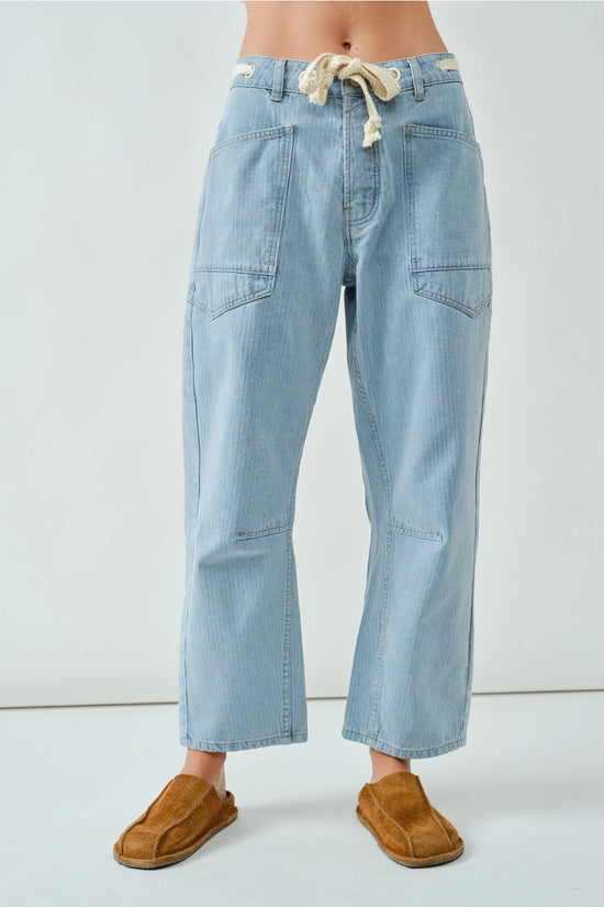 Barrel Denim Drawstring Pants | LIGHT JACQUARD