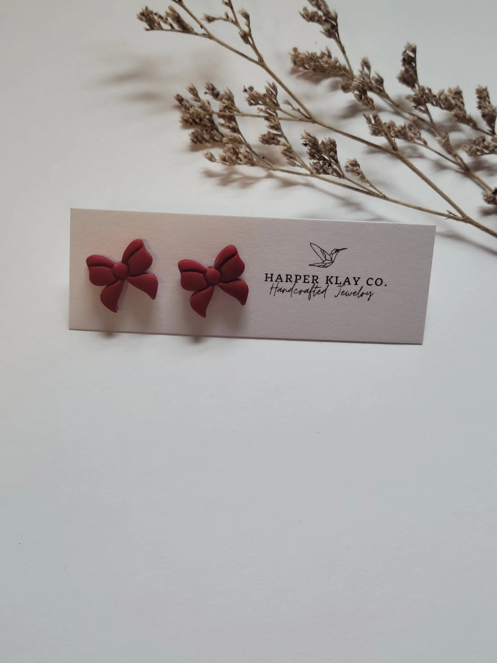 The Bow Studs - Christmas Polymer Clay Earrings