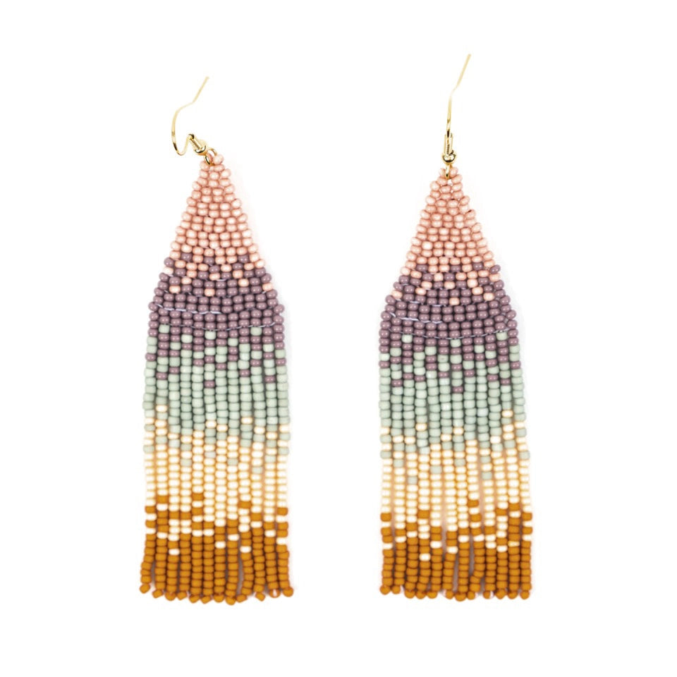 Load image into Gallery viewer, Ombre Beaded Fringe Earrings
