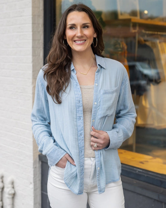 Chambray Gauze Shirt | Light-Wash