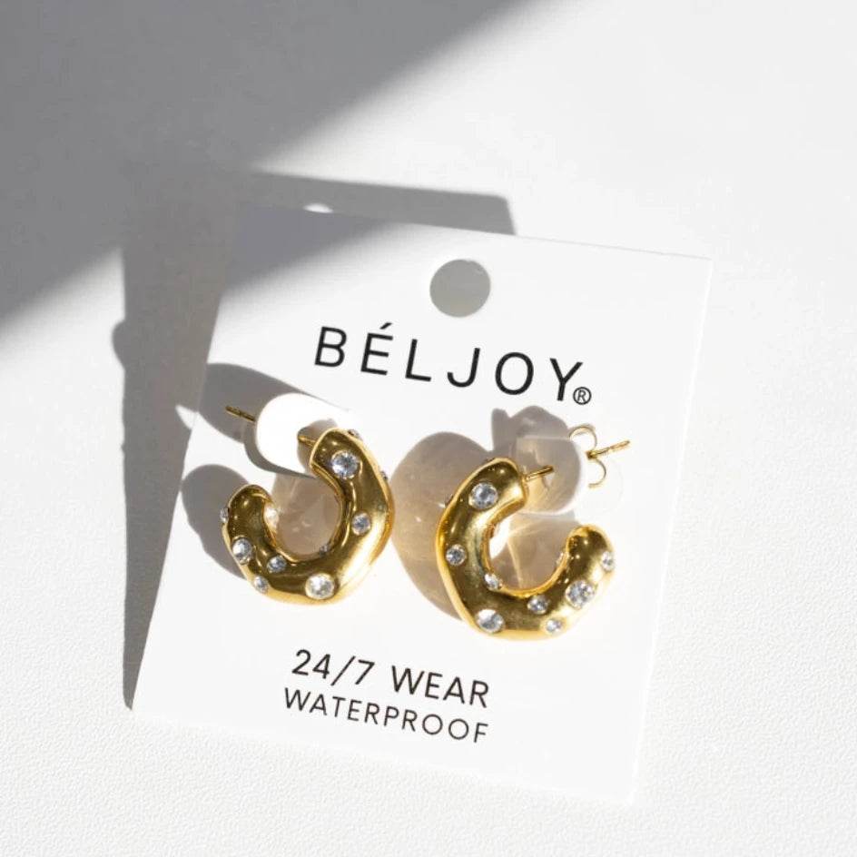 Ebby Hoop Crystal Earring | Gold