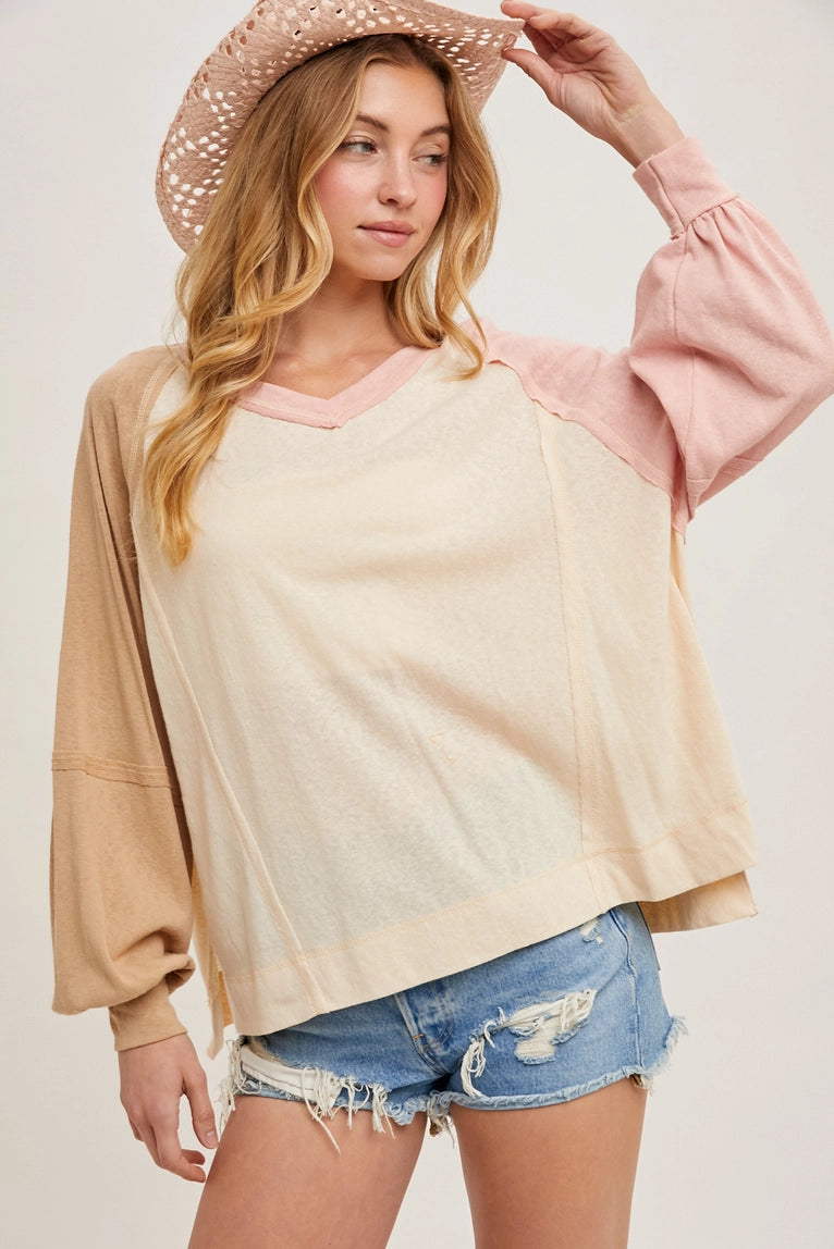 Contrast Tri Color Pullover