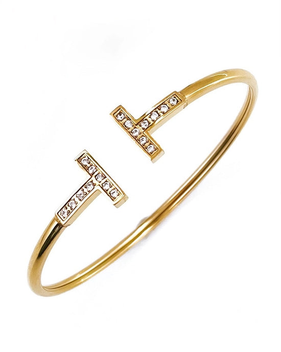 Agnes Crystal Gold Bangle Bracelet